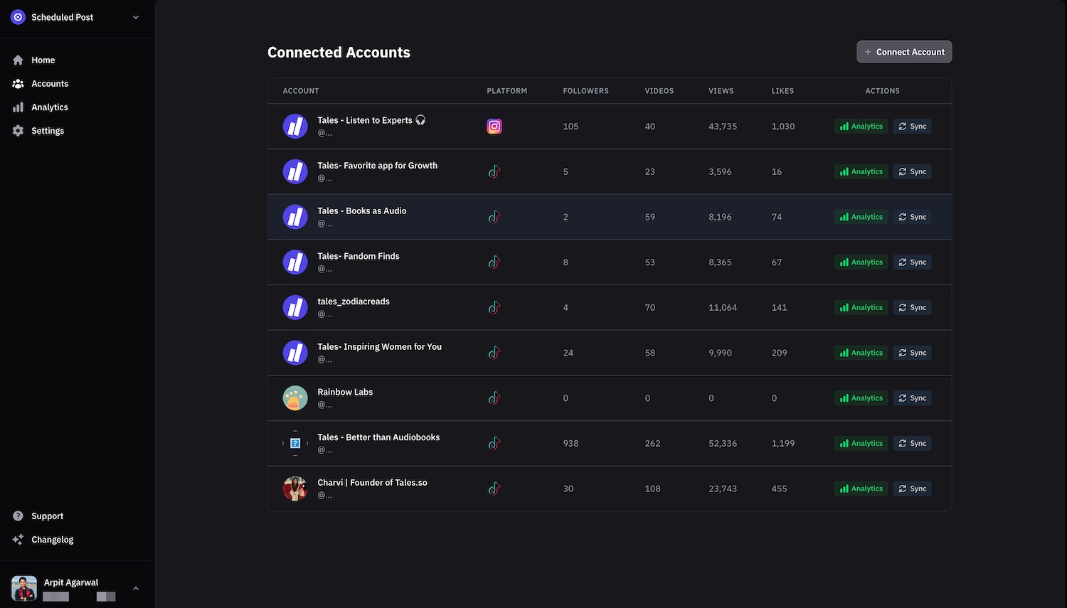 Multiple Connected Accounts