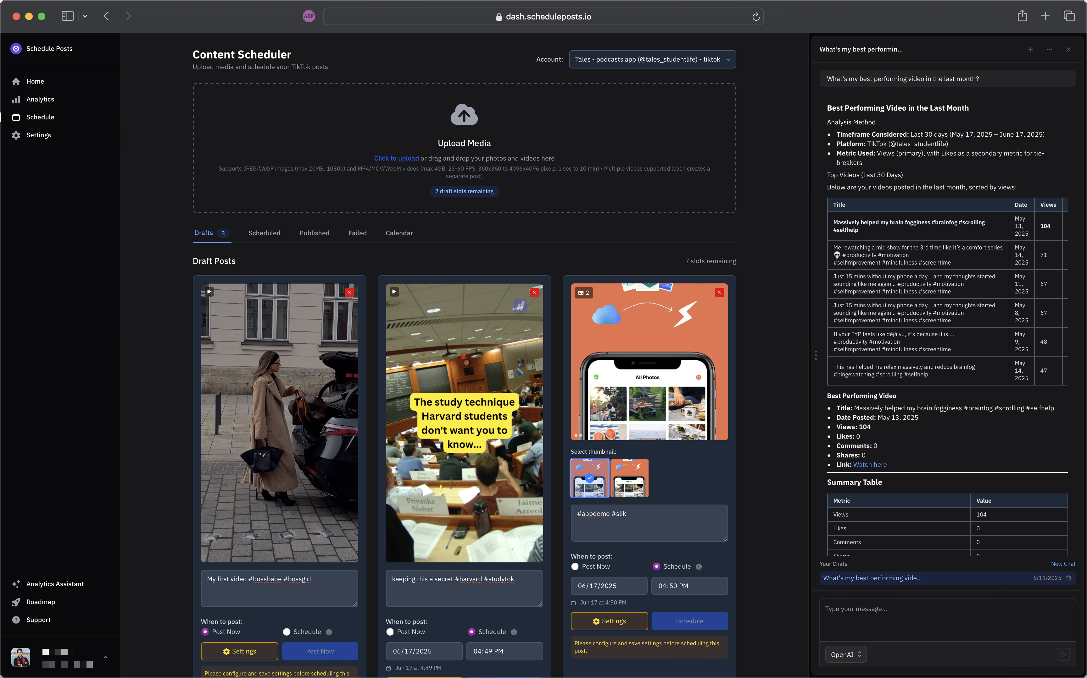 Content Scheduling Dashboard